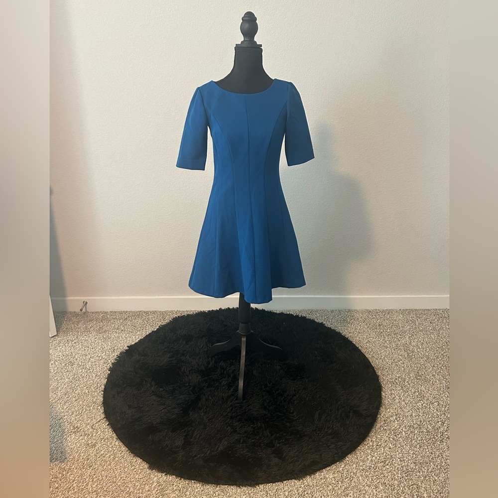 Ann Taylor Royal Blue Fit & Flare Dress |Workwear Chic | Elegant Minimalist | XS